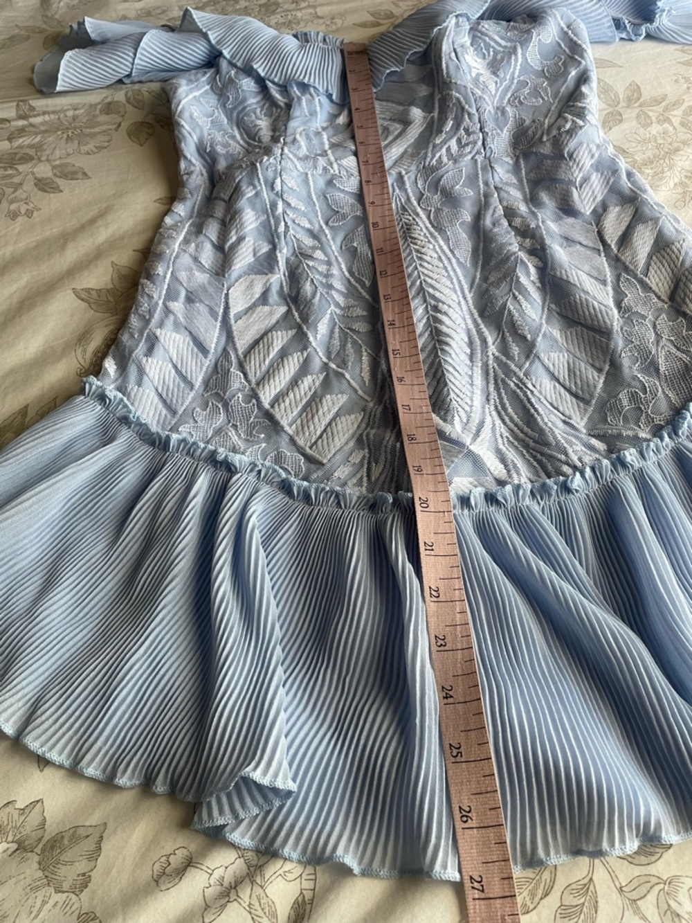 Light Blue Off-Shoulder Ruffle Mini Dress - Picture 7 of 7
